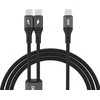 Dudao L3F 2in1 kabelis 100W 1.2m 2 x USB-C – juodos spalvos