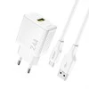 Dudao A23TEU 2.4A GaN USB-A sieninis įkroviklis su USB-A - USB-C laidu - Baltas