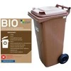 Europlast Austria BIO šiukšliadėžės konteineris dvigubu dugnu, rudas, 240L BIO + GRID