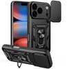 Hurtel Dėklas Hybrid Armor Camshield skirtas Apple iPhone 17 Pro šarvuotas su stoveliu ir kameros apsauga – juodos spalvos