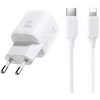 Joyroom JR-TG7 33W USB-A + USB-C sieninis įkroviklis su 30W USB-C - Lightning 1m laidu - baltas