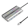 Orico XCR 12in1 RGB USB-C Docking Station 3x USB-A USB-C PD 100W HDMI 4K VGA RJ45 Gigabit SD and Micro SD Card Reader - Sidabrinis