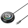 Orico YXR5-C3 RGB USB šakotuvas su 4 prievadų USB-A 3.0 su SD ir Micro SD kortelių skaitytuvu, 1,8 m - Juodas