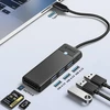 Orico PAPW3AT-C3 USB šakotuvas, 4 prievadų, 3x USB-A 3.0, su „Micro SD“/SD kortelių skaitytuvu, 1 m - juodas