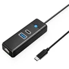 Orico PWCUR-C3 3 prievadų USB šakotuvas 1x USB-A 3.0 1x USB-C 3.0 1x RJ45 Gigabit Ethernet 0.15 m - juodas