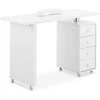 Physa Kosmetinis manikiūro stalas su delnų atrama 4 stalčiai 119 x 45 cm - baltas