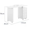 Physa Kosmetinis manikiūro stalas su delnų atrama 4 stalčiai 119 x 45 cm - baltas