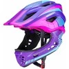 Rockbros TT-32SBPP-M children's bicycle helmet with removable chinbar, dydis M – violetinė-pink