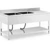 Royal Catering Dviejų dubenių baseino kriauklė su kanalizacija, lentyna ir apvadu 180 x 70 x 97 cm