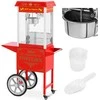 Royal Catering Profesionali kukurūzų spragėsių mašina ant vežimėlio su RETRO apšvietimu 88 l 1600 W raudona