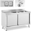 Royal Catering Dviejų indų maitinimo baseino kriauklė su spintele su stumdomomis durimis 140 x 70 x 95 cm
