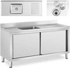 Royal Catering Vieno dubenio maitinimo baseino kriauklė su stumdomų durų spintele 160 x 60 x 94,5 cm