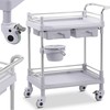 Steinberg Systems Medicininis laboratorinis vežimėlis, 2 lentynos, 2 stalčiai, krepšelis