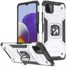 Wozinsky Šarvuotas dėklas su dangteliu + magnetinis laikiklis Samsung Galaxy A22 4G Ring Armor, sidabrinis