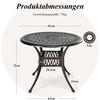 Bonideco Select Sodo stalas su skyle skėčiui 90 cm apvalus balkono stalas iš lietaus aliuminio Orui atsparus lauko stalas sodui 90 x 90 x 72 cm