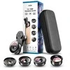 Mobiliojo telefono priedas - Apexel APL-HB5 5-in-1 objektyvo rinkinys 2x teleobjektyvas, 110° plataus kampo, 170° super plataus kampo, 195° žuvies akies, 10x makro