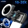 Makro objektyvas 10-20X su LED lempute Apexel ZM100FL26