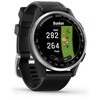 Kepurė Laikrodis Garmin Approach S44, sidabrinis aliuminio rėmelis ir juodas silikoninis dirželis