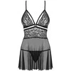 Obsessive - 838-BAB-1 Babydoll & Thong Juodas S/M