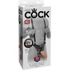 Pipedream KING COCK 25,4 CM TUŠČIAS DIRŽINIS DILDAS SU PAKABOS SISTEMA, ŠVIESUS