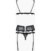 Obsessive - Emperita 3 pcs Set Juodas S/M 3 dalių apatinių komplektas