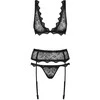 Obsessive - Emperita 3 pcs Set Juodas S/M 3 dalių apatinių komplektas
