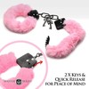 Xr Brands Rožinė Cuffed in Fur Rožinė Adjustable Faux Fur Handcuffs with Metal Core