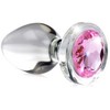 Xr Brands Rožinė Booty Sparks Rožinė Gem Glass Plug Small - Smooth Hygienic Design