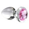 Xr Brands Rožinė Booty Sparks Glass Plug Large - Rožinė Gem, Hygienic Glass, 10cm