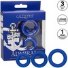 Mėlyna CalExotics Admiral Mėlyna Set - 3-Piece Liquid Silicone Performance Rings