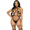Leg Avenue Kink Heart Ring Harness Teddy Juodas Vegan Leather L