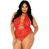 Leg Avenue Teddies Leg Avenue Plus Size Floral Lace Bodysuit, Juodas, Open Design