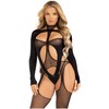 Leg Avenue Bodystockings Leg Avenue Bodystocking Fishnet Juodas - Two-Piece Mesh Halter Design, One Size