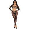 Leg Avenue Sets Leg Avenue Chantilly Lace Crop Top &amp; Footless Tights Set, One Size, Juodas