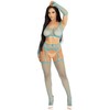 Leg Avenue Sets Mėlyna Leg Avenue Mėlyna Mesh Crop Top, Garter Stockings &amp; Gloves Set One Size