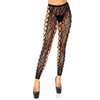 Leg Avenue Hosiery Leg Avenue One Size Leopard Lace Footless Tights with Net Panel