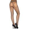 Leg Avenue Hosiery Leg Avenue Juodas Mesh Garter Pantyhose with Open Detail One Size