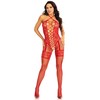 Leg Avenue Bodystockings Leg Avenue Bodystocking Halter Neck Raudona Hearts Pattern Raudona One Size