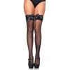 Leg Avenue Europe Leg Avenue Juodas Fishnet Tights Lace Top &amp; Bow Trim One Size