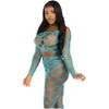 Leg Avenue Sets Leg Avenue Set - Mėlyna Fishnet Crop Top &amp; Footless Leggings, One Size