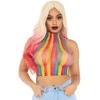 Leg Avenue Europe Leg Avenue Rainbow Net Crop Top Multicolor - Stretch Festival Fashion