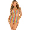 Leg Avenue Dresses Leg Avenue Rainbow Striped Halter Mini Dress - Multicolor, One Size
