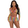 Leg Avenue Sets Leg Avenue Three-Piece Set Rainbow Mesh - Top, Bolero &amp; Shorts, One Size