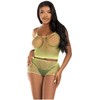 Leg Avenue Sets Leg Avenue Twist Fishnet Set - Lime Juodas Fuchsia, One Size, 2 Pieces