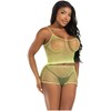 Leg Avenue Sets Leg Avenue Twist Fishnet Set - Lime Juodas Fuchsia, One Size, 2 Pieces