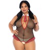 Leg Avenue Teddies Leg Avenue Fitness Teddy Plus Size Schoolgirl Style Deep V Cut Juodas