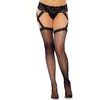Leg Avenue Hosiery Leg Avenue Stockings with Integrated Lace Garter, Juodas, One Size