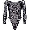 Leg Avenue Teddies Leg Avenue Crochet Lace Long Sleeve Snap Crotch Teddy Juodas M/L