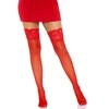 Leg Avenue Europe Leg Avenue Raudona Adjustable Lace Stockings One Size Polyamide-Spandex