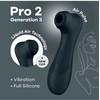 SATISFYER PRO 2 GENERACIJOS 3 SU SKYSTU ORU TAMSIAI PILKAS